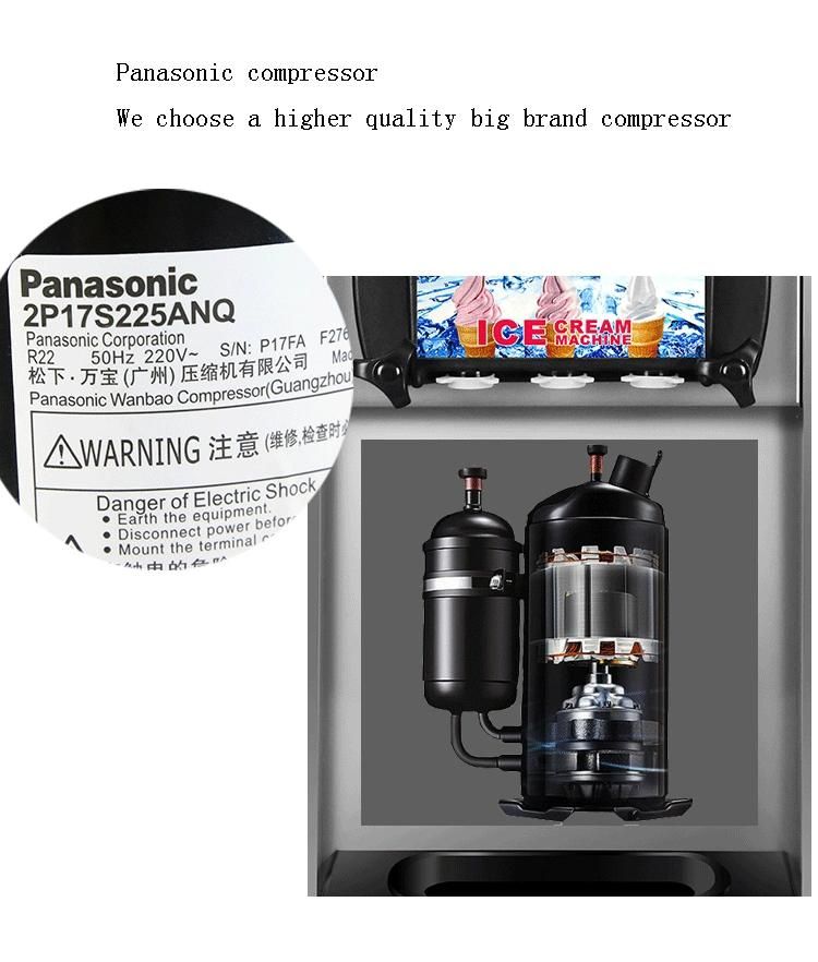 Desktop Summer 3 Flavor Soft Ice Cream Machine Automatic Yogurt Ice Cream Making Machine with CE ISO Certification