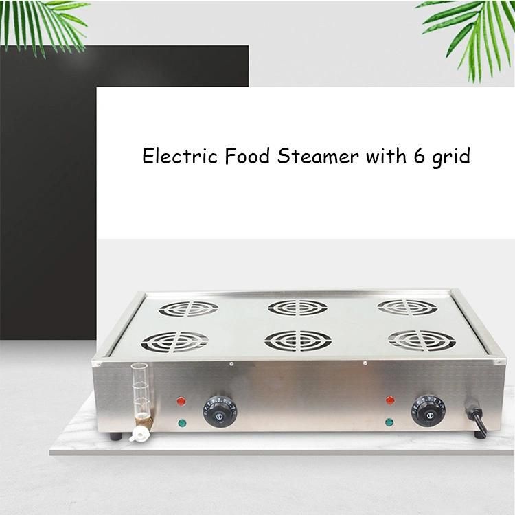 Counter Top Electric Six-Hole Bun Steamer Chinese Bread Momo Vegetable Bun Warmer Steaming Steamer