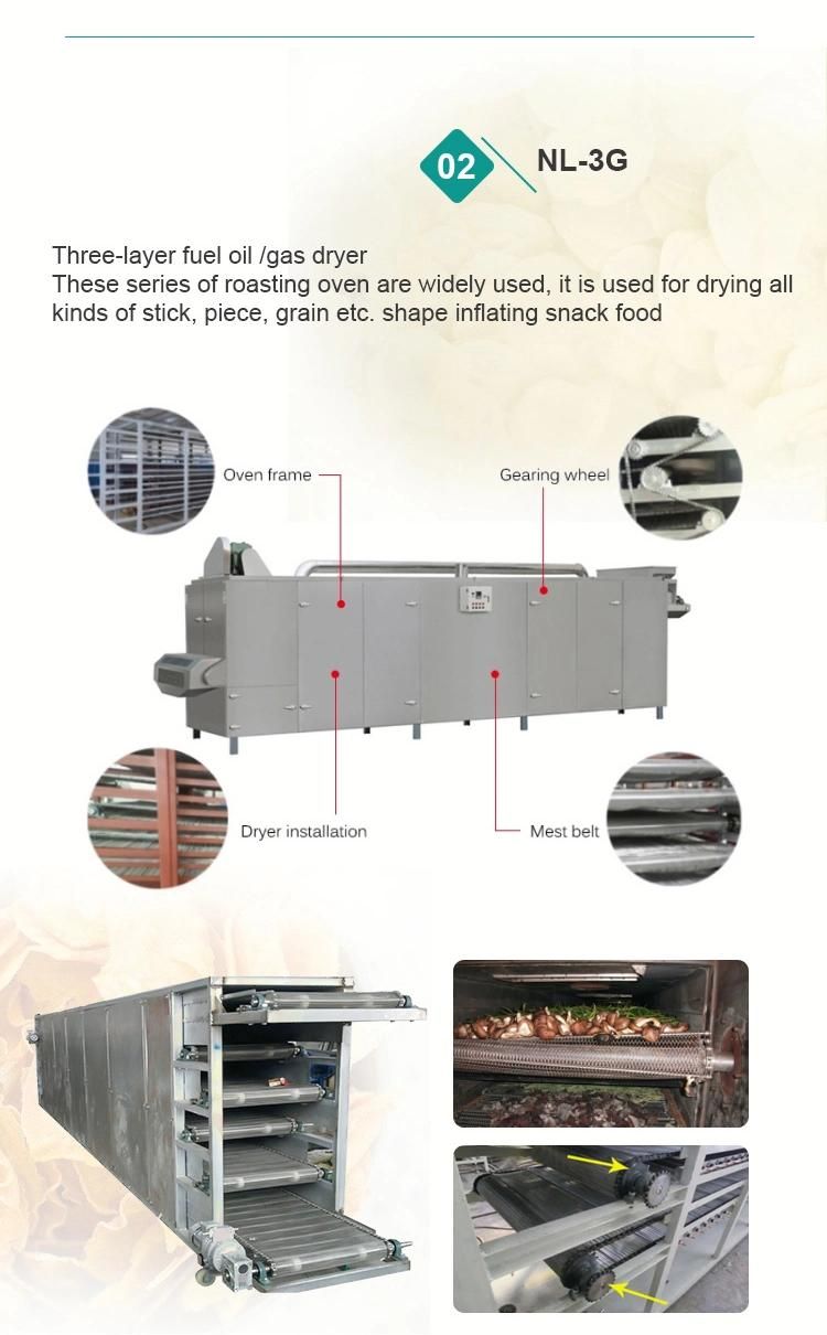 3 Layer Diesel Oil Gas Puffed Foods Drying Machine