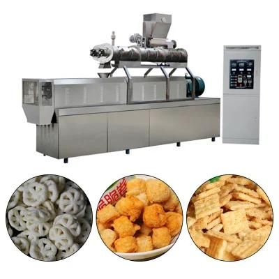 Low Price Fried Wheat Flour Snack Chips Puff Snack Process Line Extruder Machine Process ...