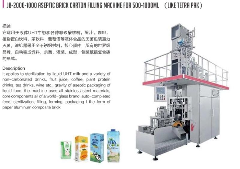 New Type Automatic Juice Aseptic Brick-Shaped Filling Machine