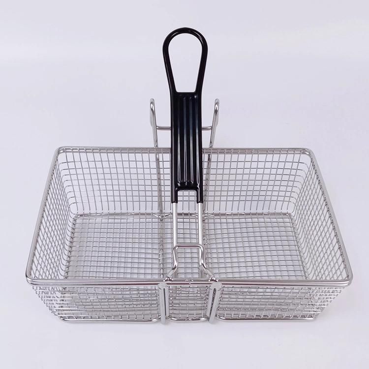 2.5 Gallon Commercial Fryer Stainless Steel Fried Basket Front Hook Fry Basket with Black Coated Removable Handle