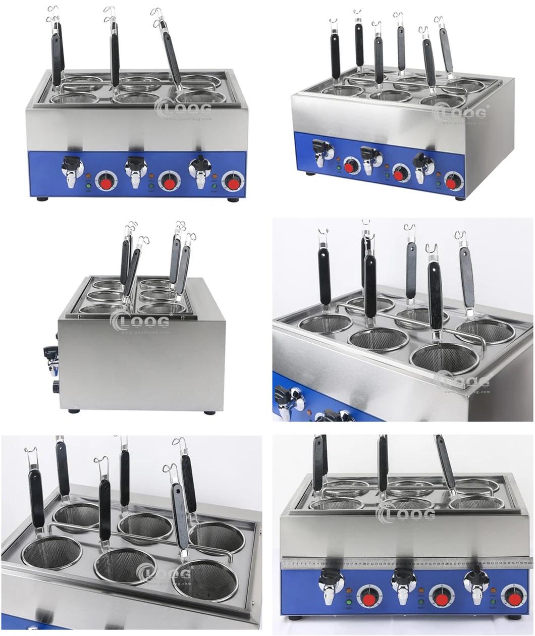 New Design Commercial Stainless Steel 6 Grids Noodle Cooking Machine Heavy Duty Table Top Restaurant Pasta Station Cooker