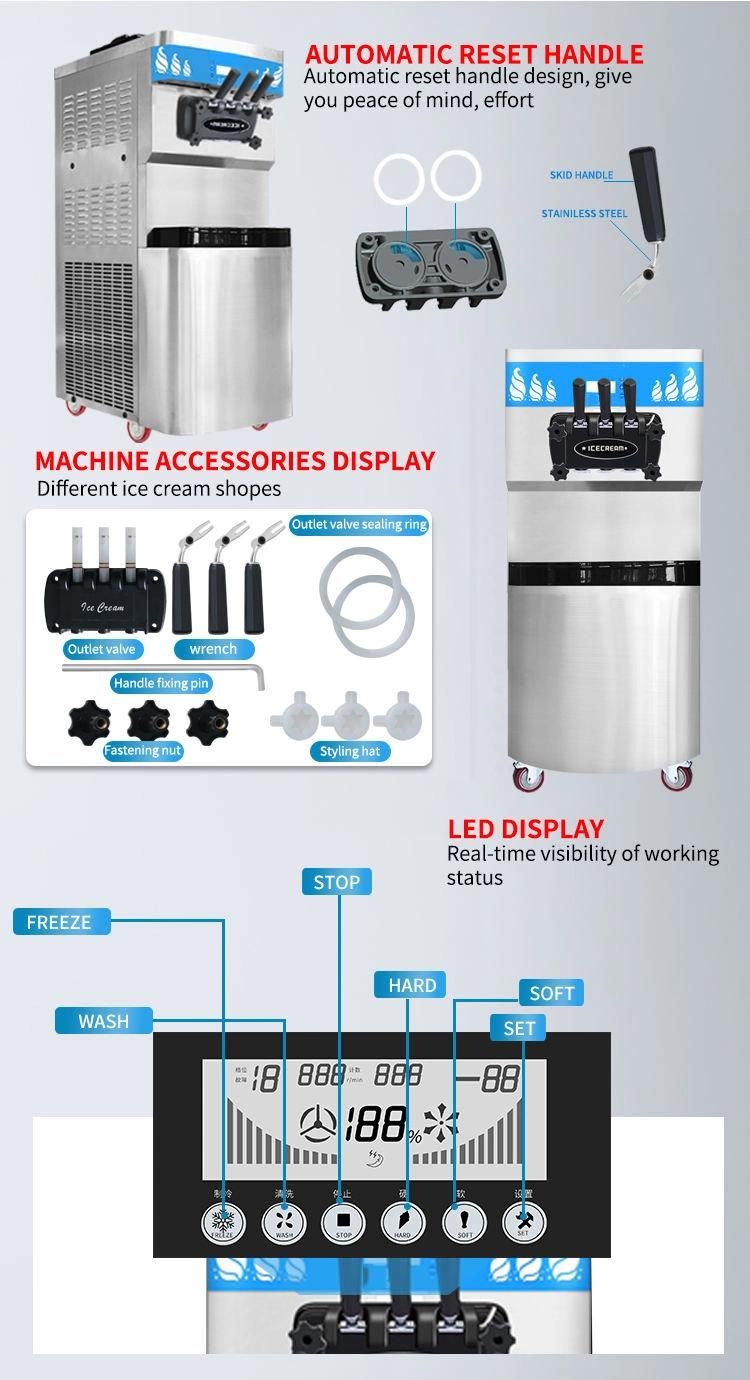 Bt-D58 Hot Sell Doft Commercial Ice Cream Machine for Restaurant