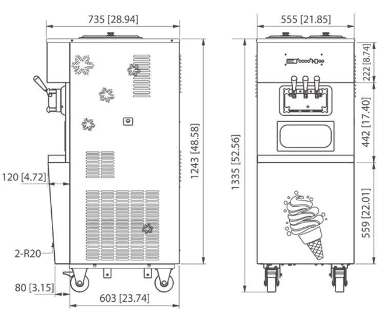 Stainless Steel Stand-up Ice Cream Machine Is Suitable for Milk Tea Shop