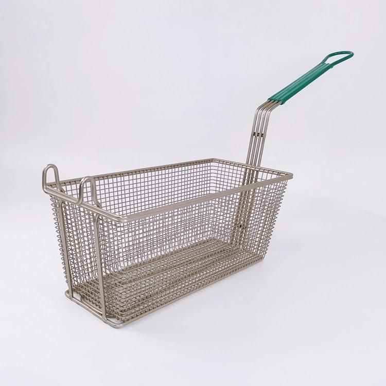 Fry Basket Kitchen Accessories Rectangle Wire Mesh Deep Fat Kitchen Stainless Steel Round Fryer Basket