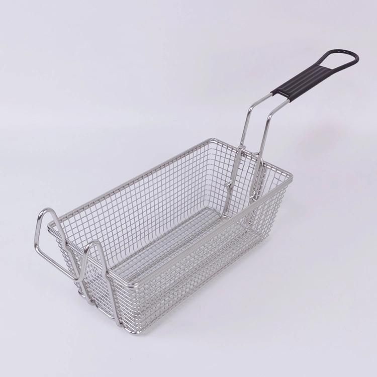 4 Gallon Hevy Duty Restaurant Deep Fryer Basket Rectangular Stainless Steel Fry Basket with Folding Handle