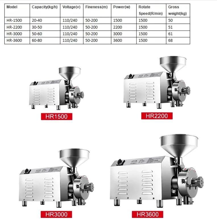 1500W 2200W 3000W 3600W Commercial Mini Maize and Flour Milling Machine Mills Flour Small Wheat Flour Mills Spice Mill Rice Mill Machine 50-200 Mesh