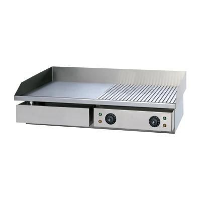 Commercial Electric Griddle, Countertop Flat Plate 1/2flat+ 1/2 Grooved