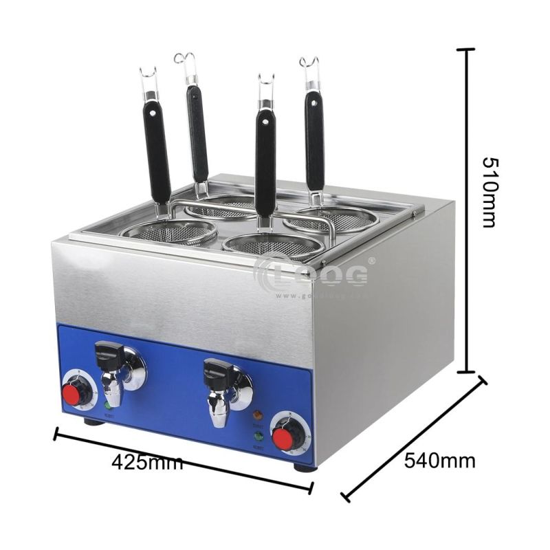 China Pasta Cooking Station Factory Wholesale Commercial Countertop Stainless Steel Electric Noodle Cooker with 4 Baskets