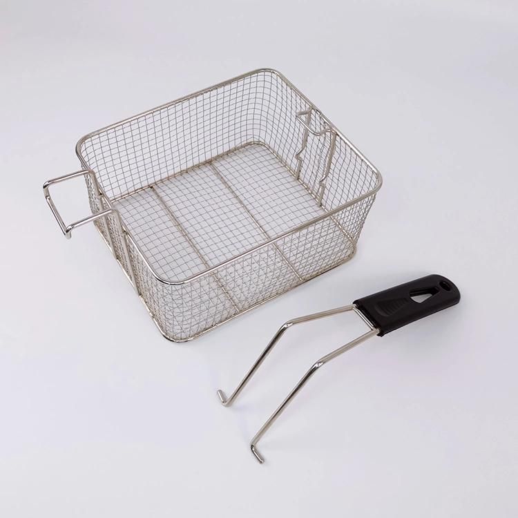 Wire Mesh Deep Fat Kitchen Stainless Steel Round Fryer Basket French Fry Basket with Detachable Handle