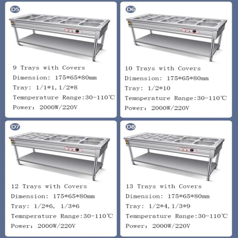 Commercial Stainless Steel Food Warmers Electric Bain Marie for Kitchen