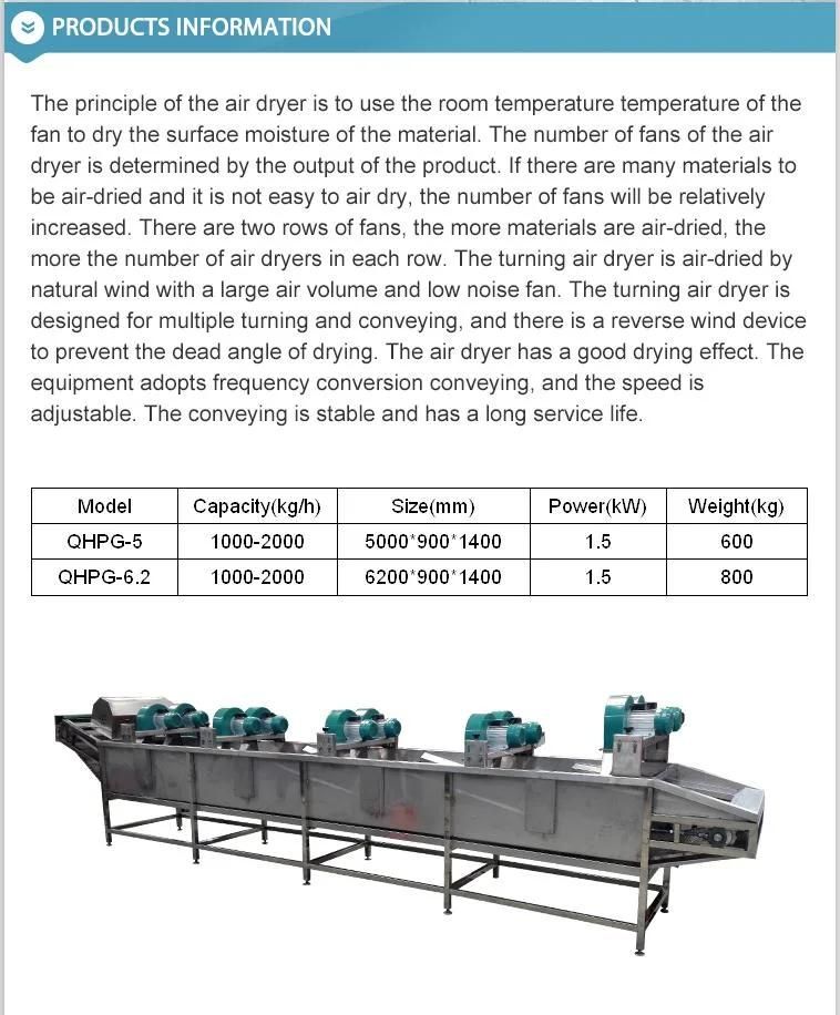 Full Automatic Overturning Air Dryer for Fruits and Vegetables