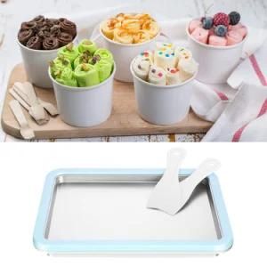 Blue Fried Yogurt Milk Machine DIY Healthy Homemade Frozen Yogurt Rectangle Roll Ice Cream ...