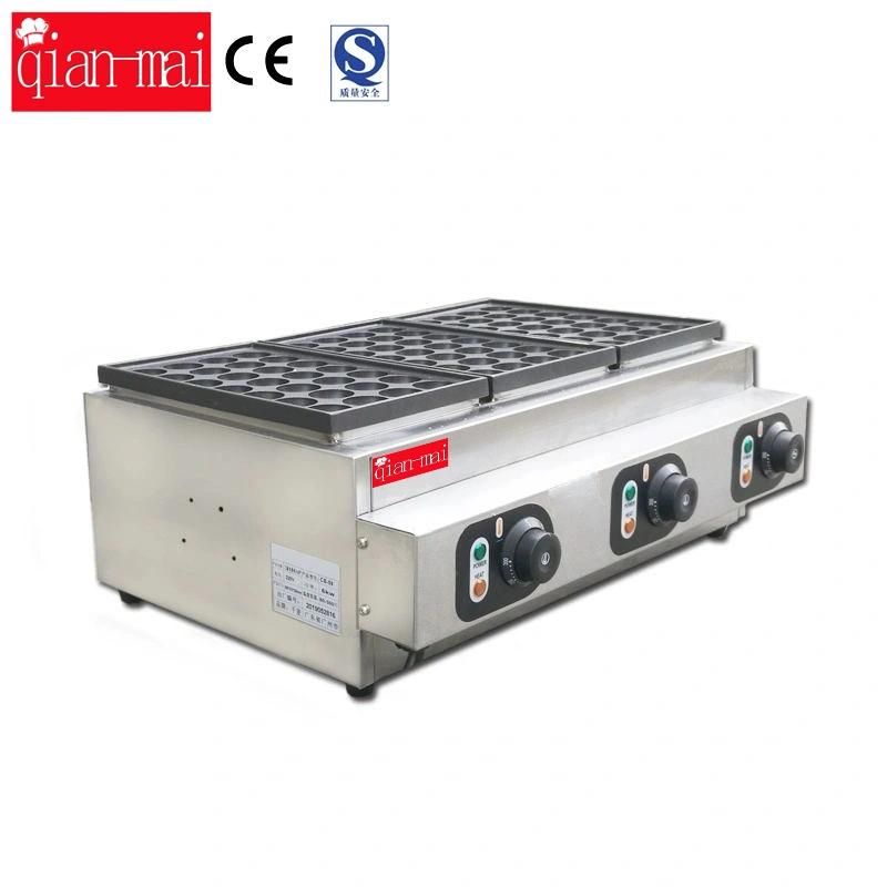 Restaurant Supermarket 3 Head Electric Stainless Steel Snack Food Equipment Pellet Meat Fishball Grill