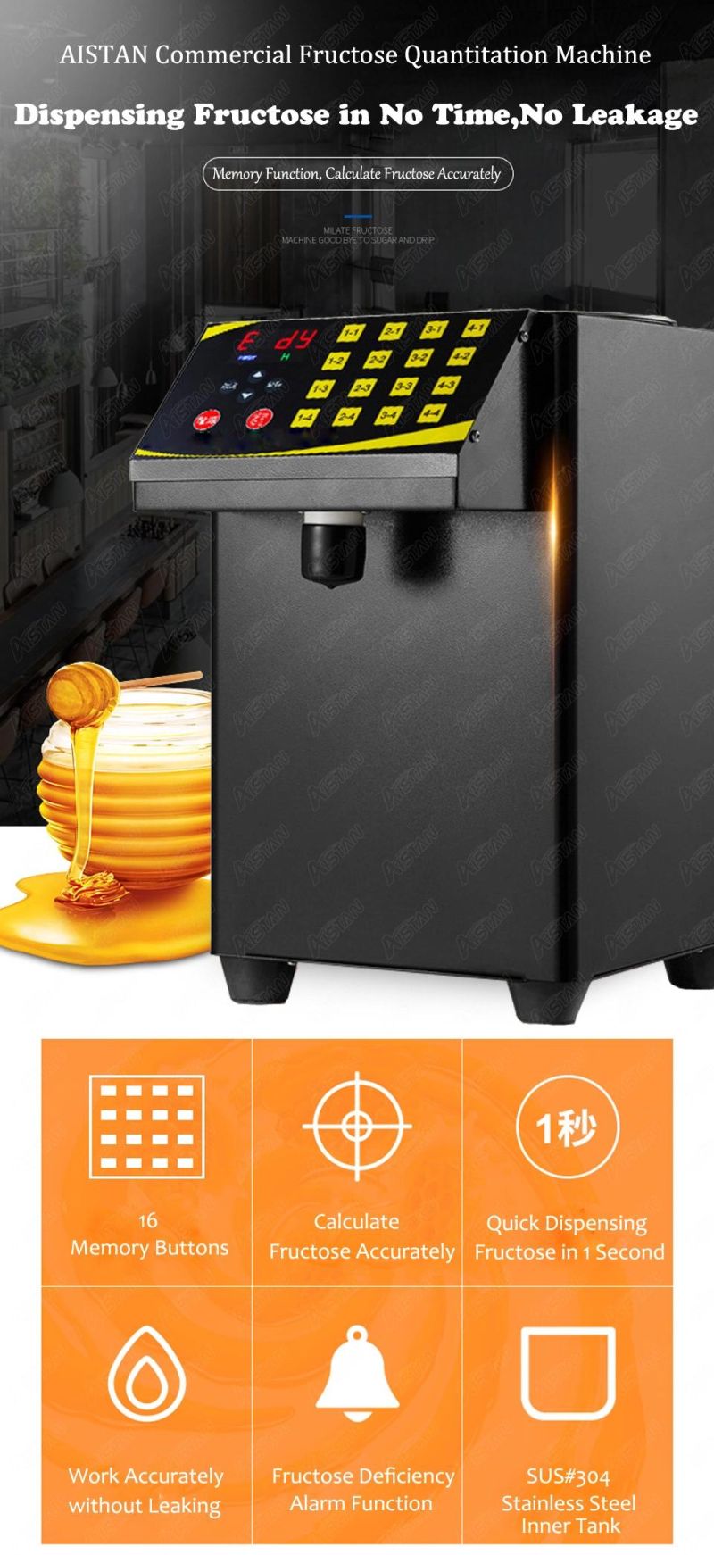 RC16 High Quality Bubble Tea Machine Milk Tea Fructose Quantitative Machine Automatic Fructose Syrup Dispenser 16 Groups 8L