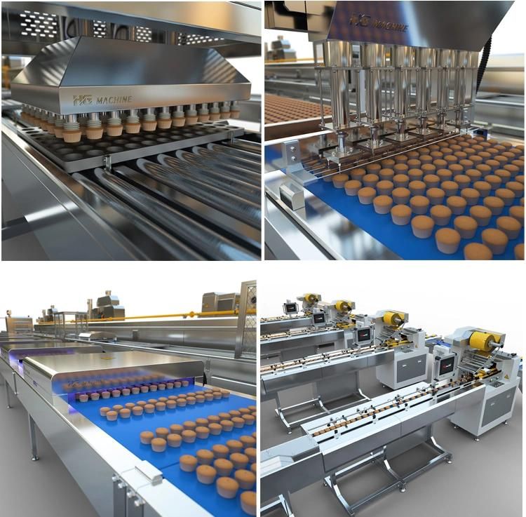 Automatic Bakery Equipmentcake Production Line Muffin Mustard Cupcake Making Baking Oven Snack Food Machine