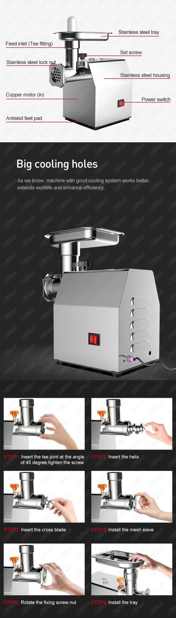 Tc22 Electric Counter Top Meat Grinder Mincer Machine 220V 110V