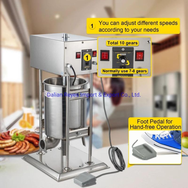 Electric Stuffer 15L Stainless Steel Variable Speed Vertical Meat Filler