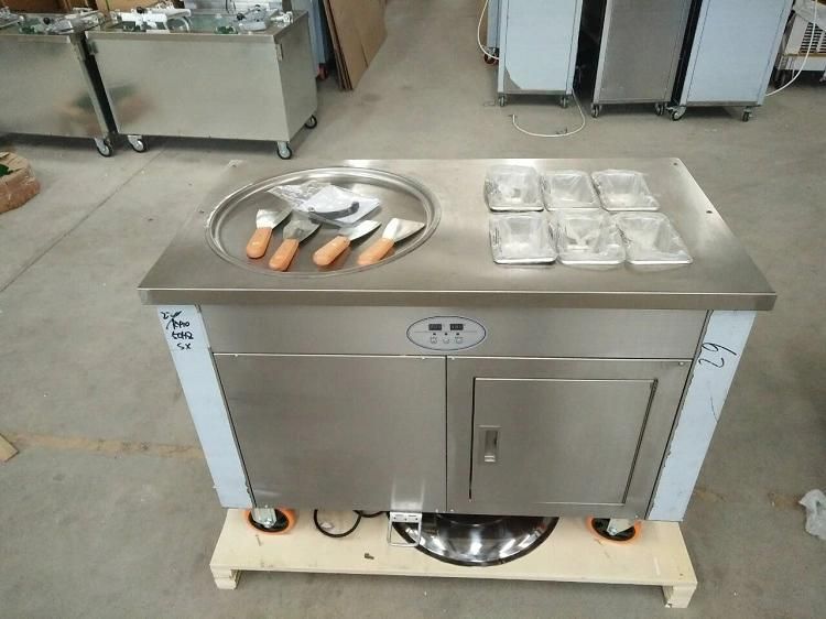 45cm Pan Fried Ice Cream Roller Machine Thailand Fry Ice Cream Machine with 6 Yogurt Fruit Tanks