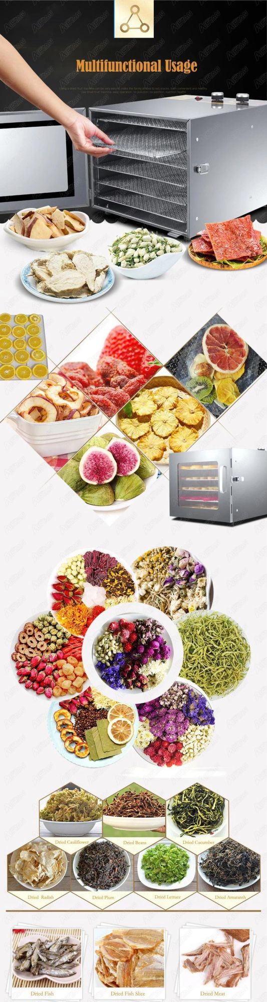 Xh01 6 Trays Fruit Dryer Dehydrator Vegetable Food Air Dryer Dehydration Pet Dryer Fast Strong Health Efficient Dehydrator