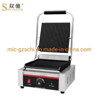 Ce Certificate Electric Contact Grill Single Head Panini Grill Machine