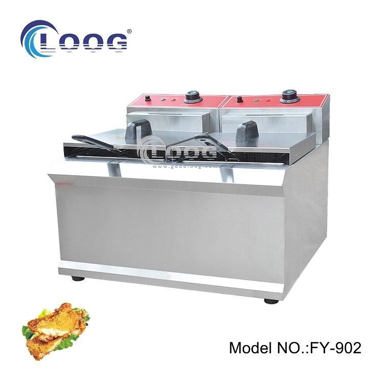 Industrial Double Tank Food Grade Catering Equipment Stainless Steel French Fries Deep Fat Fryer with Oil