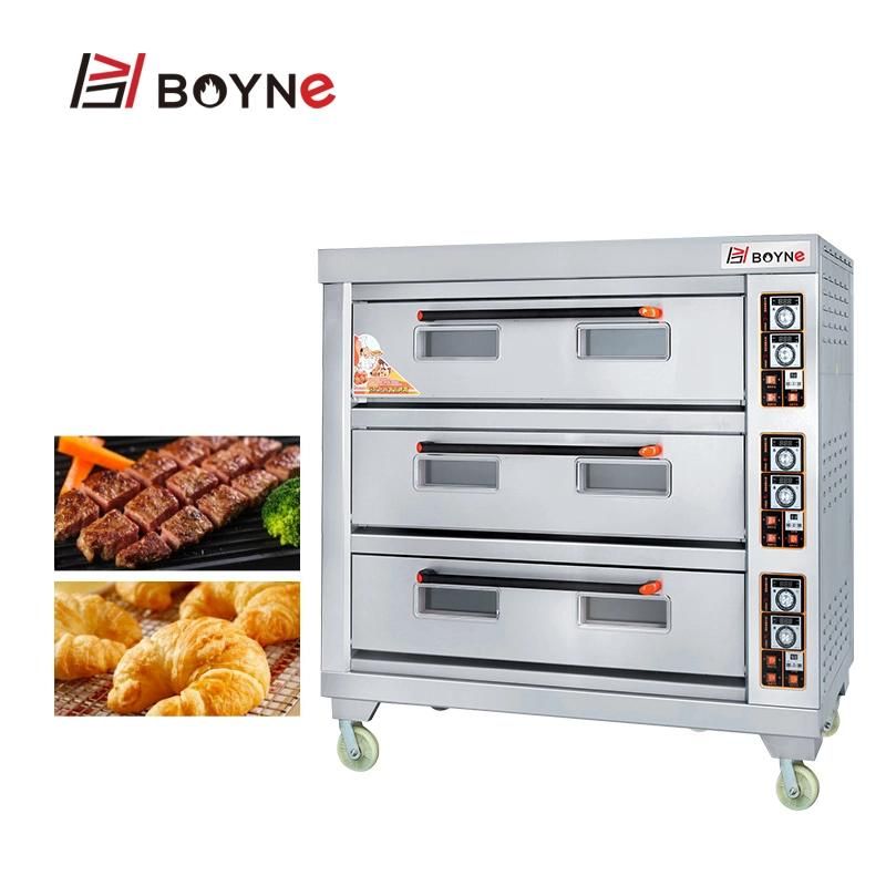 Stainless Steel Commercial Electric Three Deck Nine Trays Baking Oven