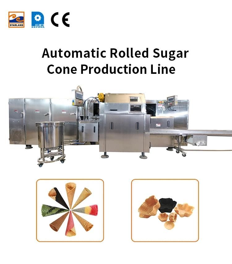 with 63 Pieces of Baking Pan One Mold Two Cakes Automatic Sugar Cone Production Line, Cone Egg Tower Production Equipment