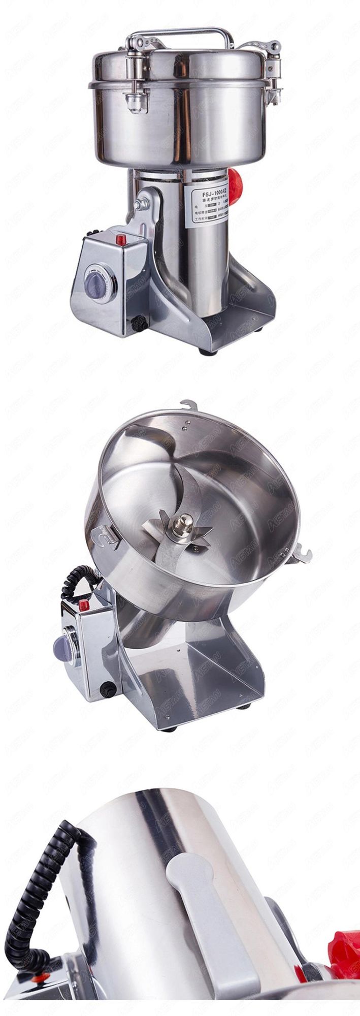 2000A Stainless Steel Home Use Pepper Spices Grinding Machines Food Wheat Corn Powder Grinder Electric High Power