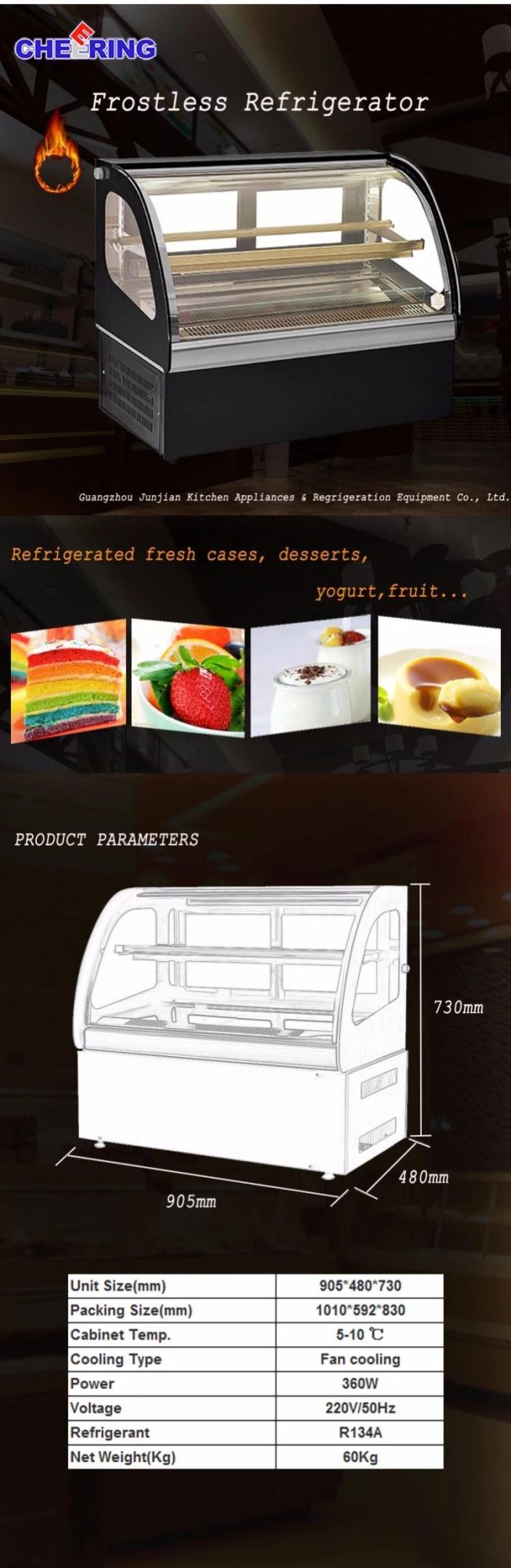 Commercial Counter-Top Cakes Display Showcase Fridge