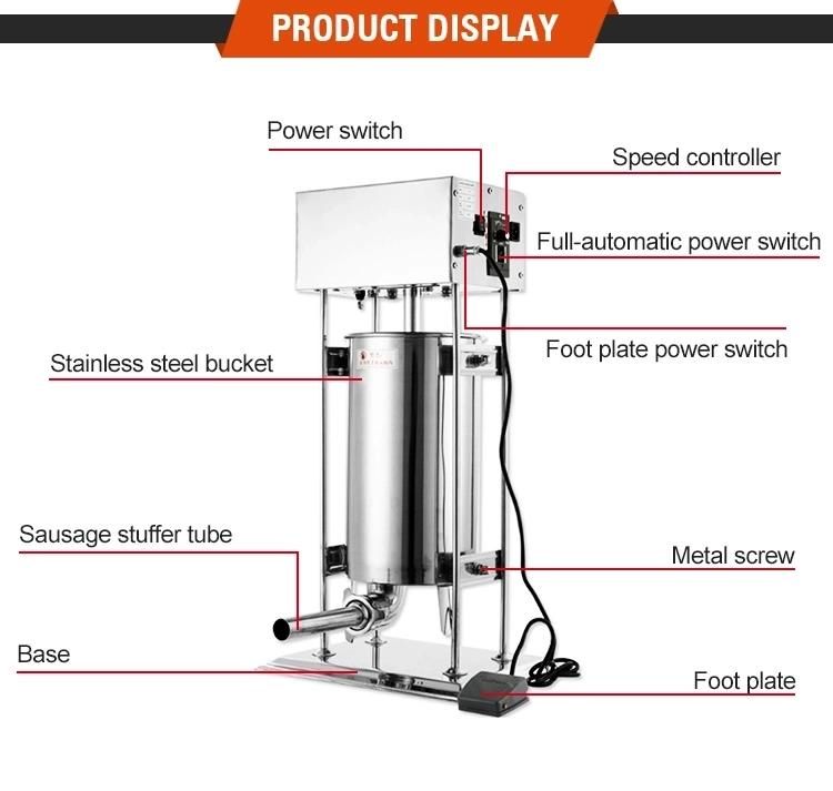 15L Commercial Automatic Electric Vacuum Sausage Filler Salami Stuffer Machine/Sausage Filling Machine Stuffer/Sausage Stuffer Mixing Machine