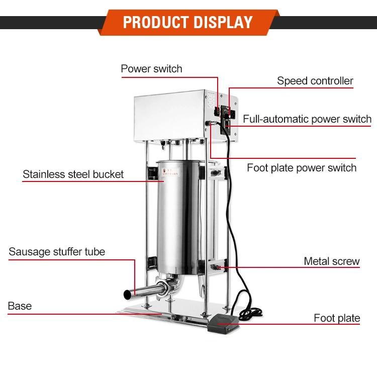 Factory Best Price 15L Automatic Sausage Stuffer Sausage Filler Sausage Filling Machine