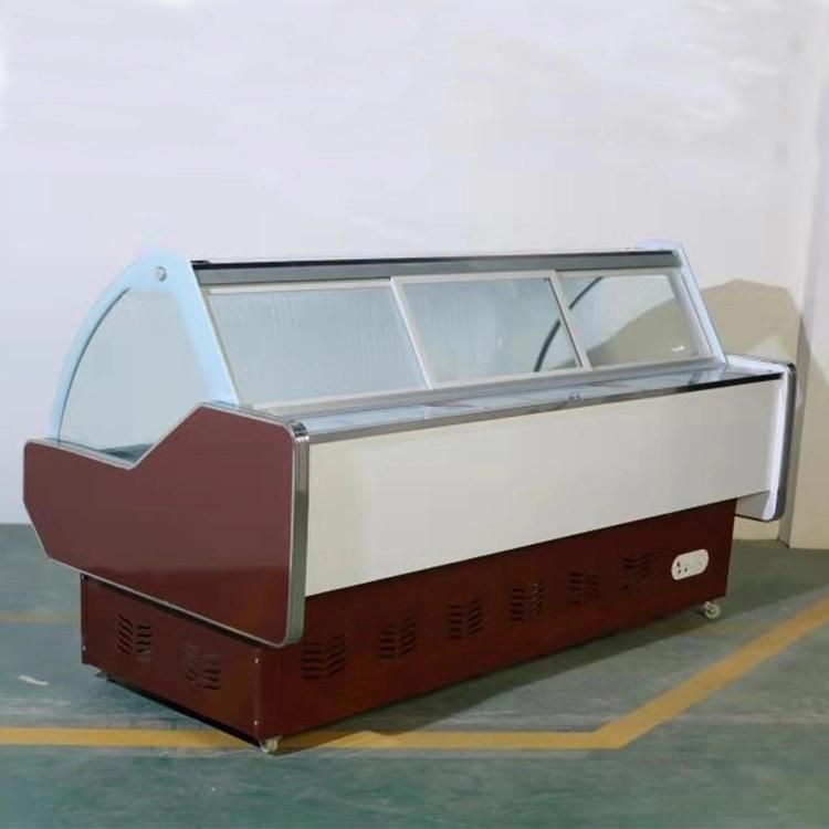 Supermarket Commercial Chicken Pork Glass Cabinet Display Meat Chiller Refrigerator Meat Freezer