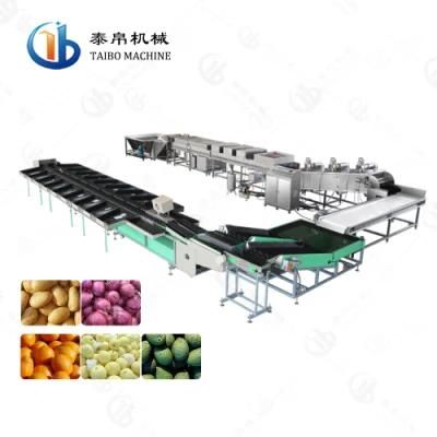 Round Fruit Washing Waxing Drying Weight-Grading Line for Factory