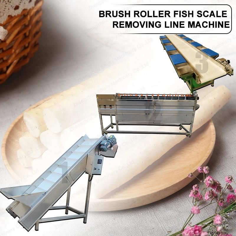 Brush Roller Fish Scale Removing Potato Cleaning Peeling Line Machine