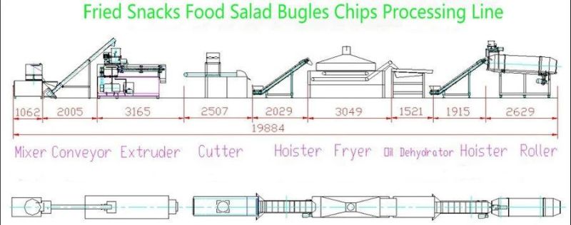 Industrial Frying Bugles Chips Machine