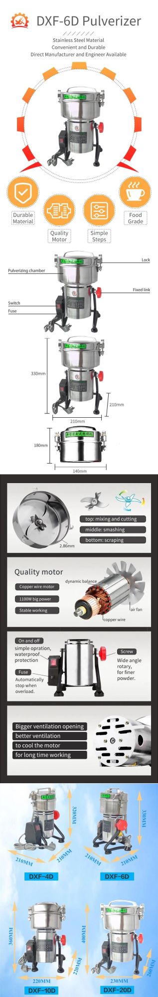 Dxf-4/6/10/20d Factory Supply Industrial Spice Grinder Swing Type Portable Grinder