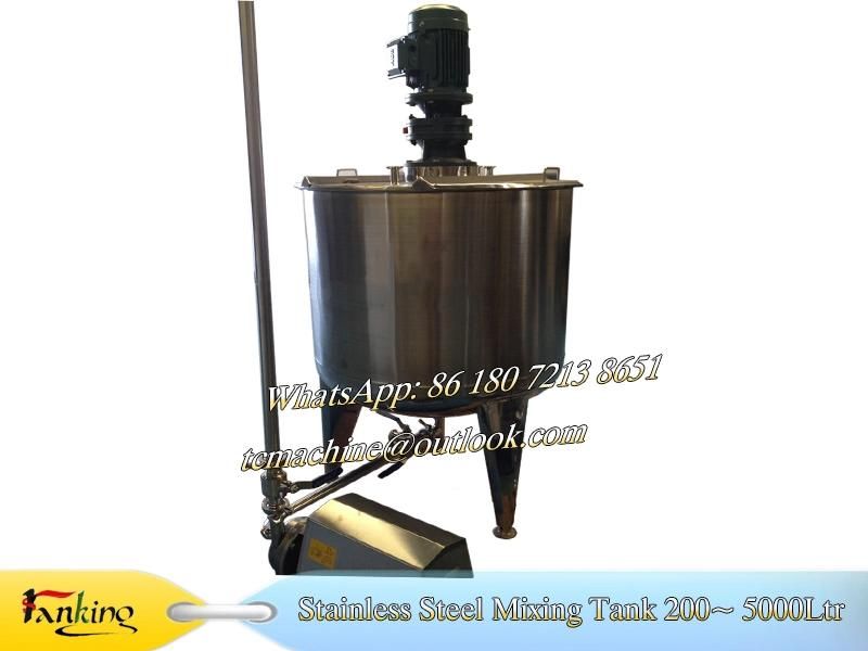 500L Syrup Mixing Tank 40~200rpm Variable Speed Mixing Tank