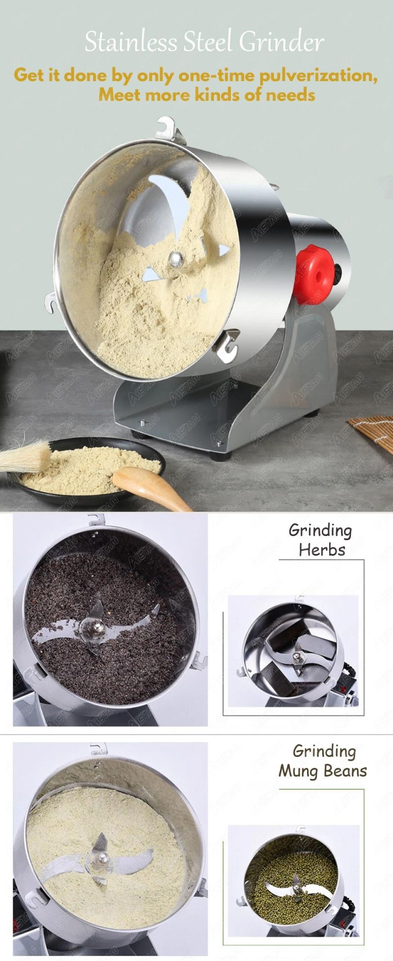 1000A Multi-Function Food Solid Herbs Powder Grinder Corn Grinder Mini Wheat Grinder Electric High Power