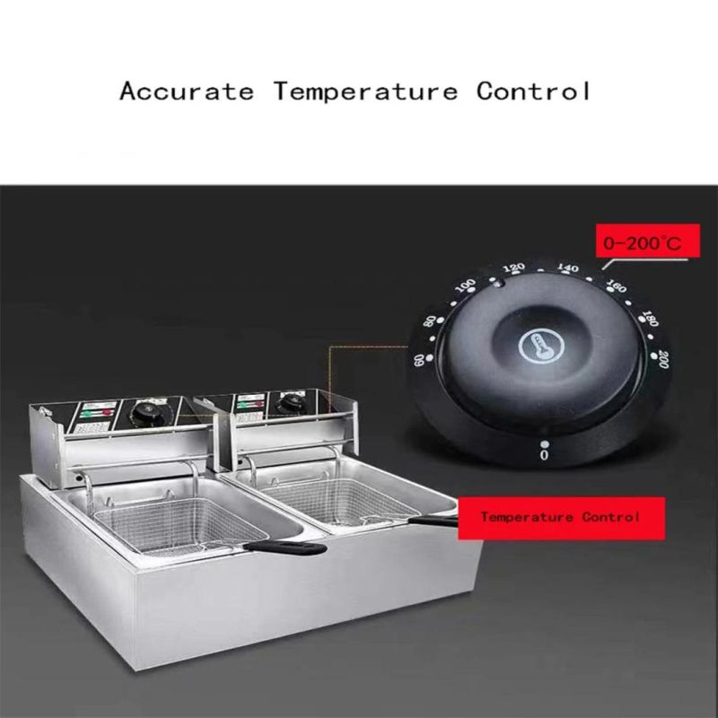 10L High Power 200 Degrees Celsius Temperature Control Timer Function Single Double Tanks Stainless Steel Electric Fryer