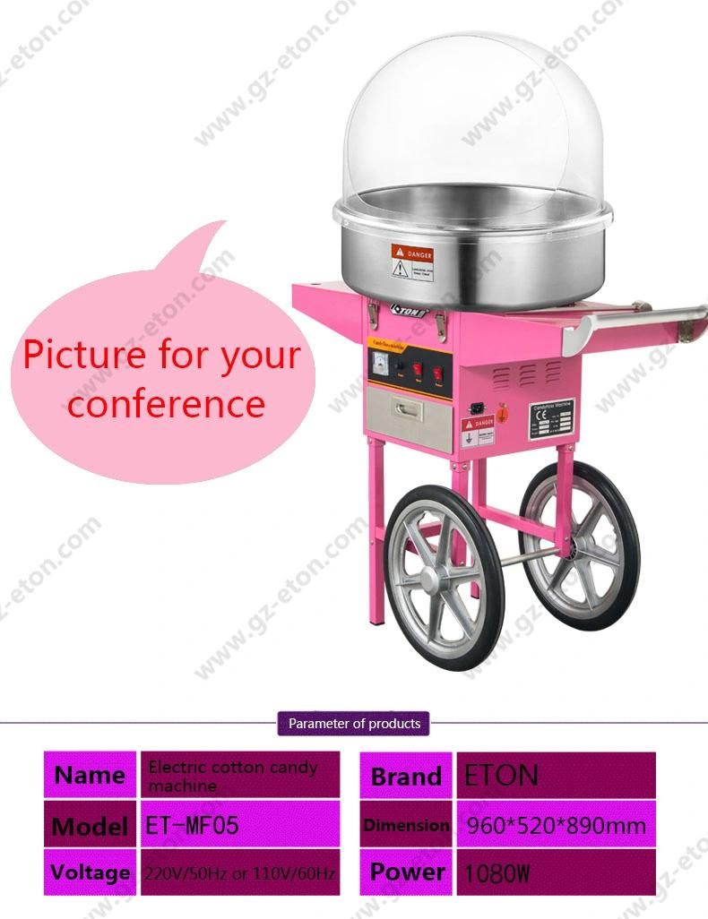 Commercial Popular Sales Electric Cotton Candy Floss Machine with Cart