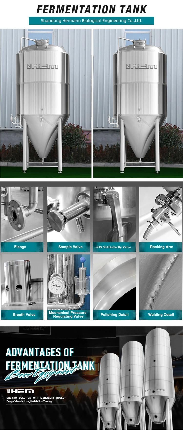 500L 1000L 1500L 2000L 4000L 5bbl 10bbl 20bbl 50bbl Commercial Beer Conical Fermenter Equipment Turnkey Project Isobaric Fermenting Fermentation Tank