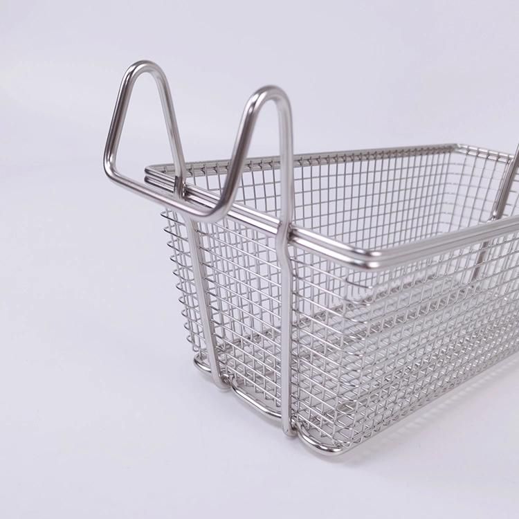 4 Gallon Hevy Duty Restaurant Deep Fryer Basket Rectangular Stainless Steel Fry Basket with Folding Handle