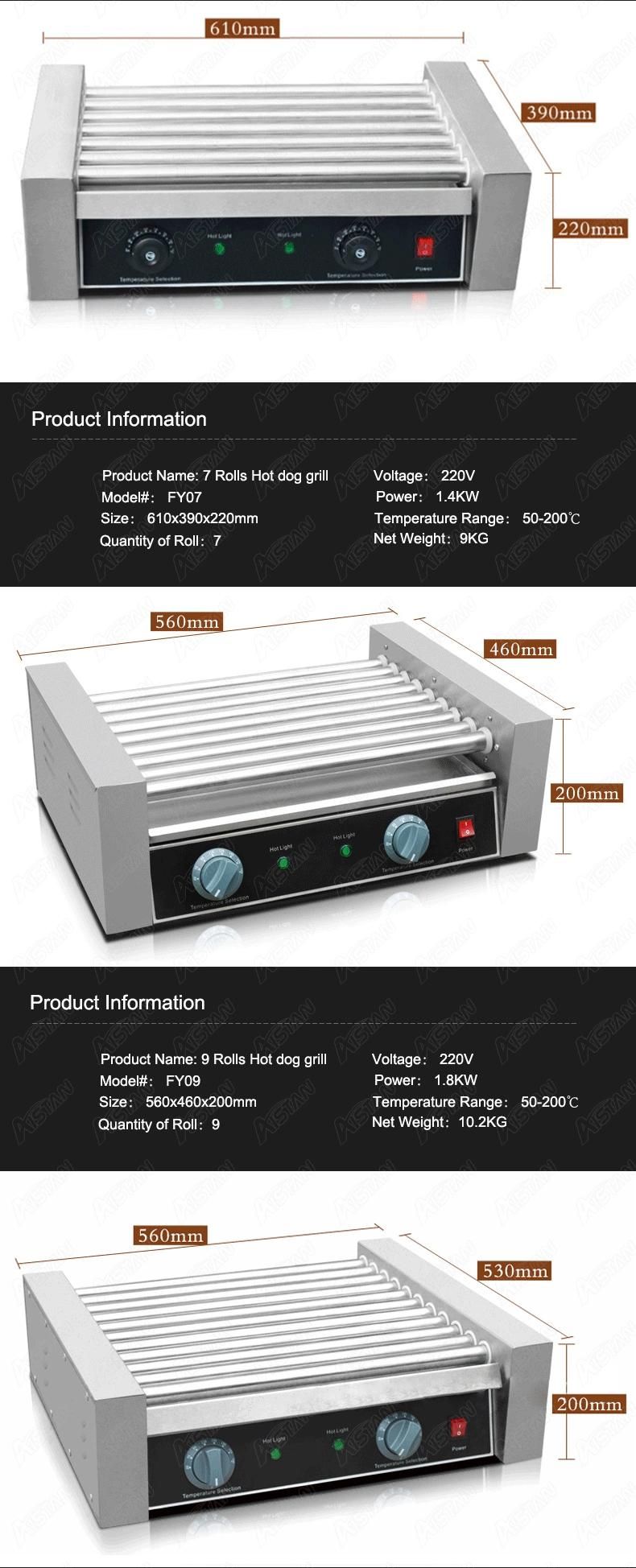 Fy09 9 Rollers Automatic Hot Dog Machine Sausage Grill Roller for Sale Stainless Steel