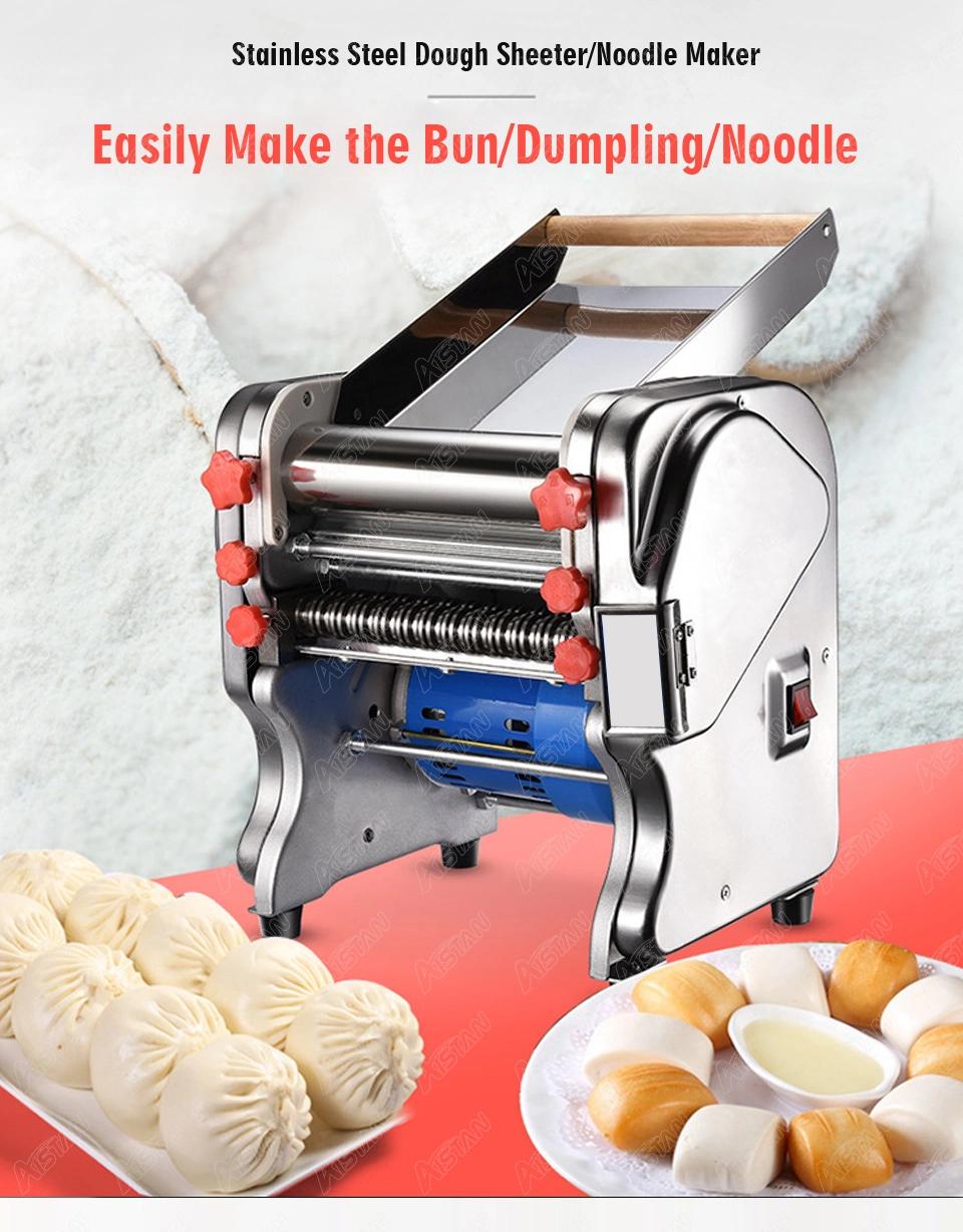 FKM200 Electric Dough Roller Stainless Steel Dough Sheeter Commercial Pasta Maker Machine 220V Roller and Blade Changeable