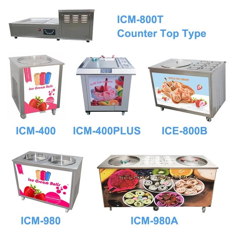 Commercial Thai Gelato Soft Fried Ice Cream Roll Machine Ice Cream Making Machine