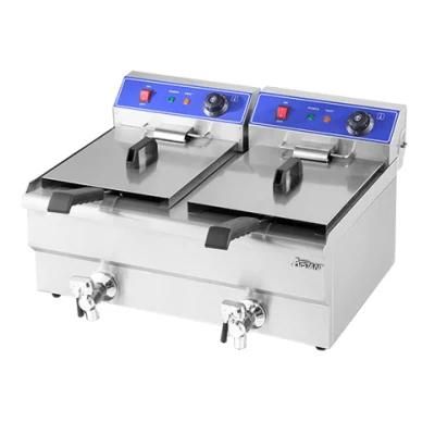 Ef192V Commercial Big Volume 19L+19L Electric Deep Fryer 2 Tanks 2 Baskets French Fry Oil ...