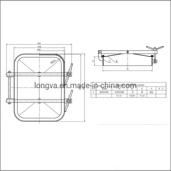 Sanitary Stainless Steel Rectangular Manway 430X330 Square Manhole Cover