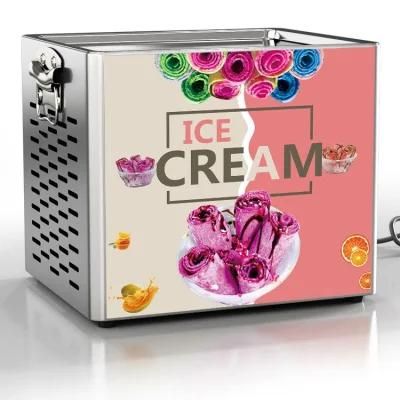 Stainless Steel Ice Cream Freezer Making Fried Ice Cream Rolled Machine